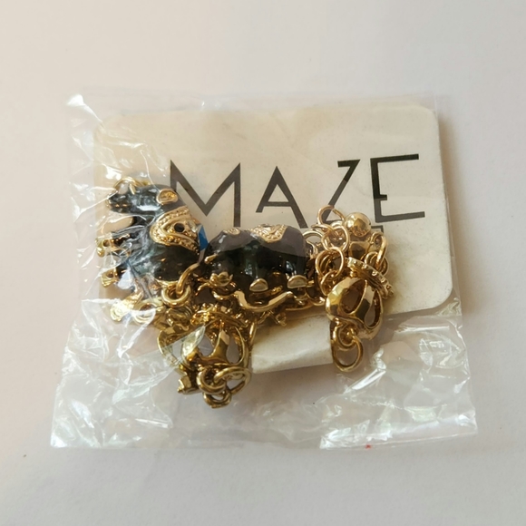 Gold Tone Black Elephant Charm Bracelet - Picture 2 of 10